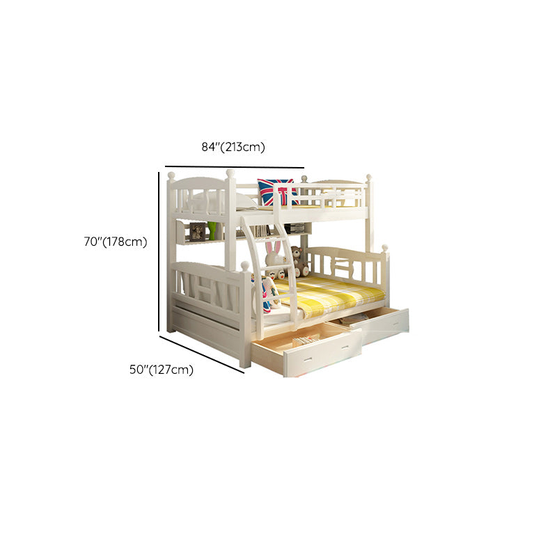 Solid Wood Bunk Bed Modern Style White Bunk Bed with Guardrail