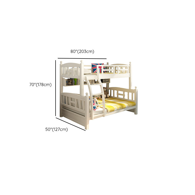 Solid Wood Bunk Bed Modern Style White Bunk Bed with Guardrail