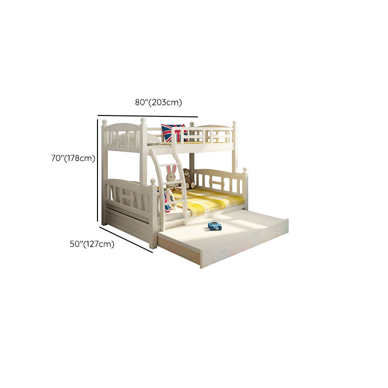 Solid Wood Bunk Bed Modern Style White Bunk Bed with Guardrail