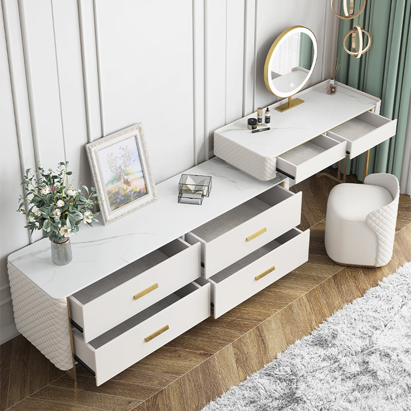 White Make-up Vanity 17.71" Wide Makeup Vanity Desk Table with 6 Drawers