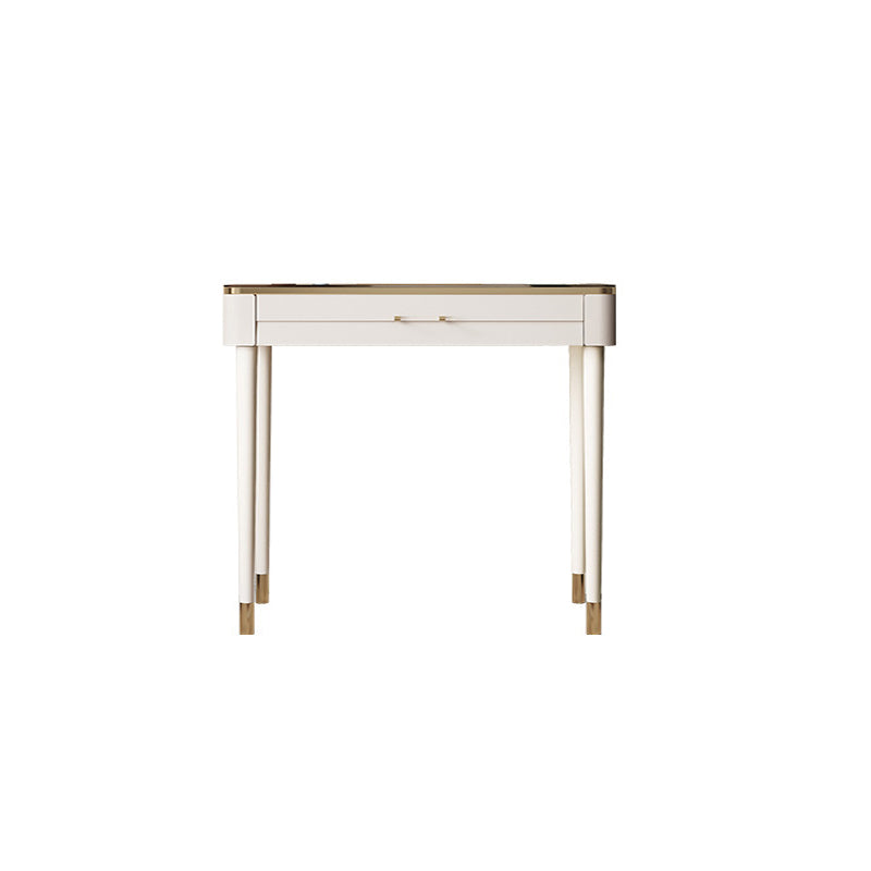 White Make-up Vanity Glass Top Makeup Vanity Desk Table with Drawer