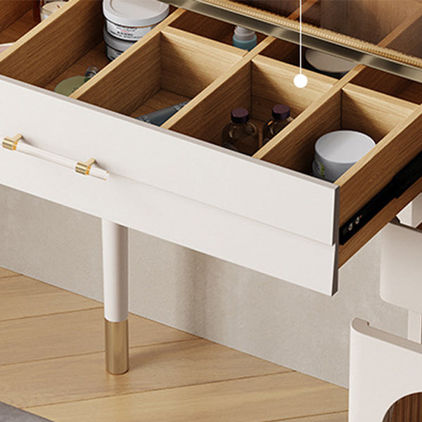 White Make-up Vanity Glass Top Makeup Vanity Desk Table with Drawer