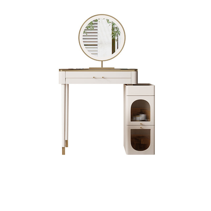 White Make-up Vanity Glass Top Makeup Vanity Desk Table with Drawer