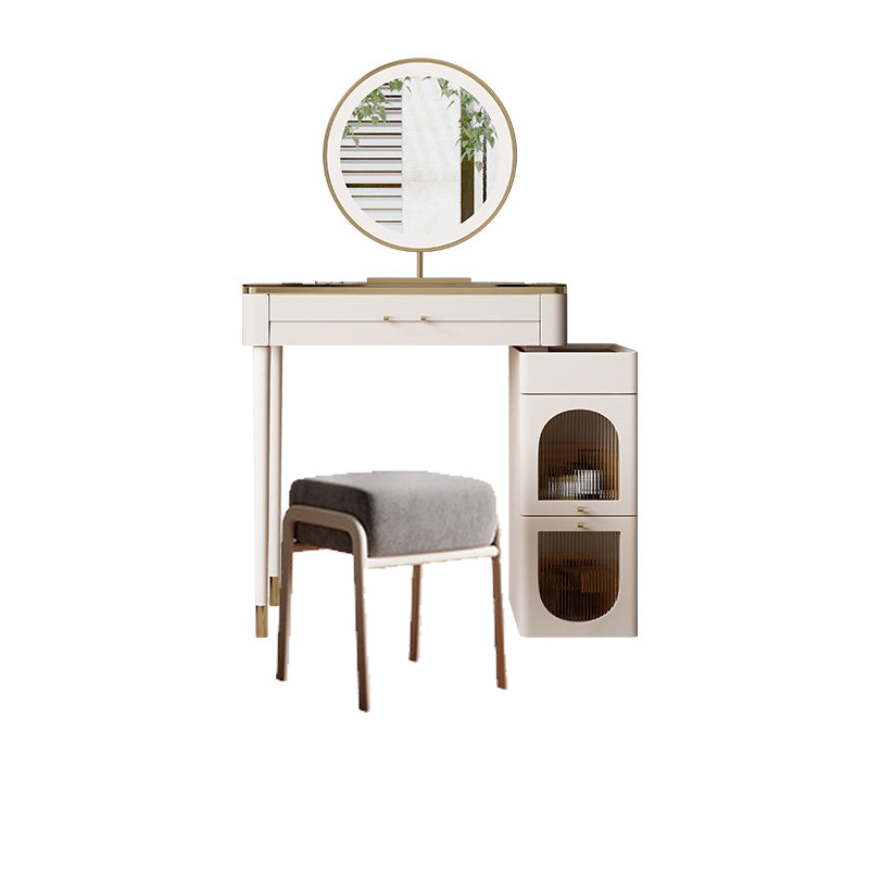 White Make-up Vanity Glass Top Makeup Vanity Desk Table with Drawer