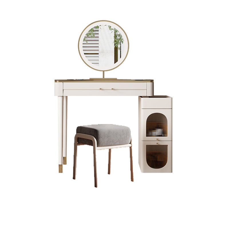 White Make-up Vanity Glass Top Makeup Vanity Desk Table with Drawer