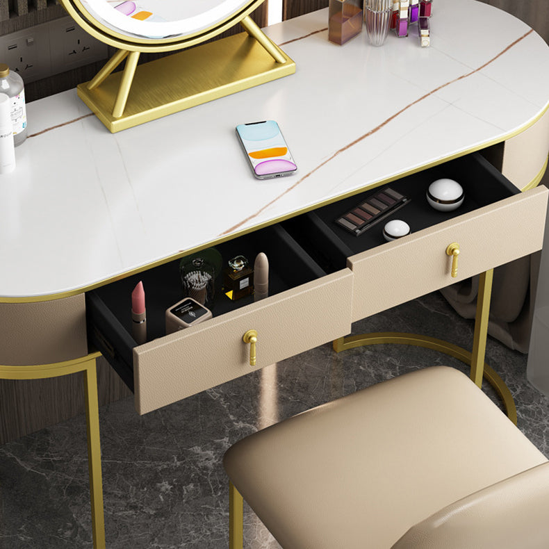 Glam 29.52 " H Slate Top Vanity Stool with Drawers Dressing Table