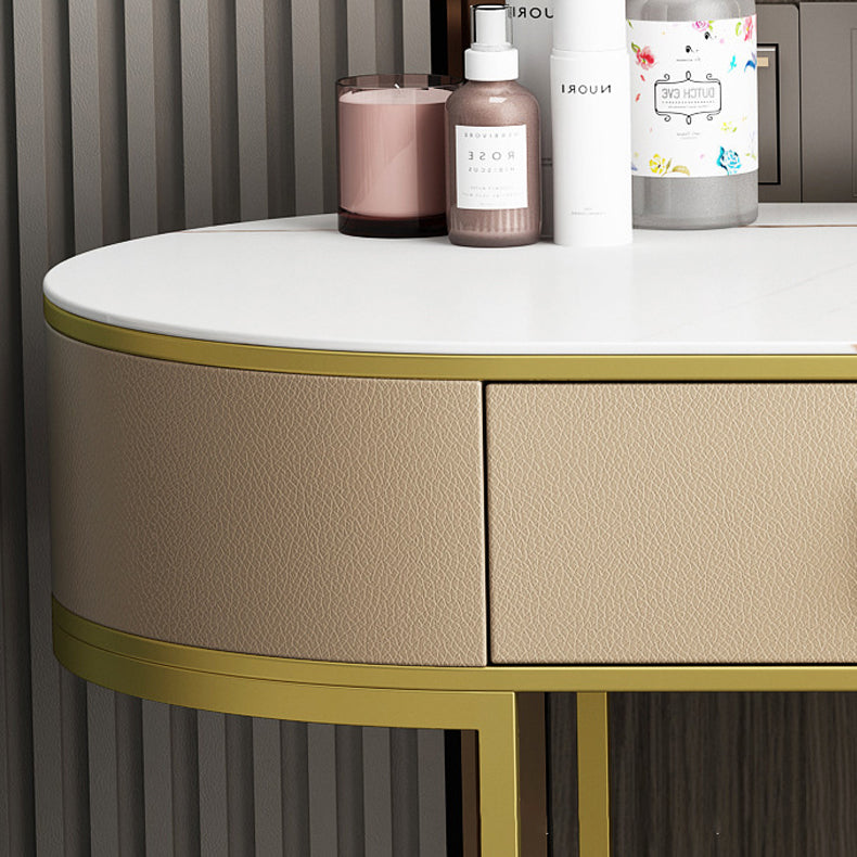 Glam 29.52 " H Slate Top Vanity Stool with Drawers Dressing Table