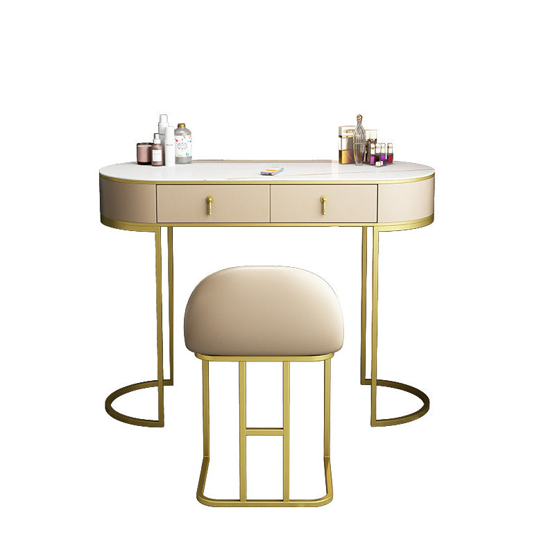 Glam 29.52 " H Slate Top Vanity Stool with Drawers Dressing Table
