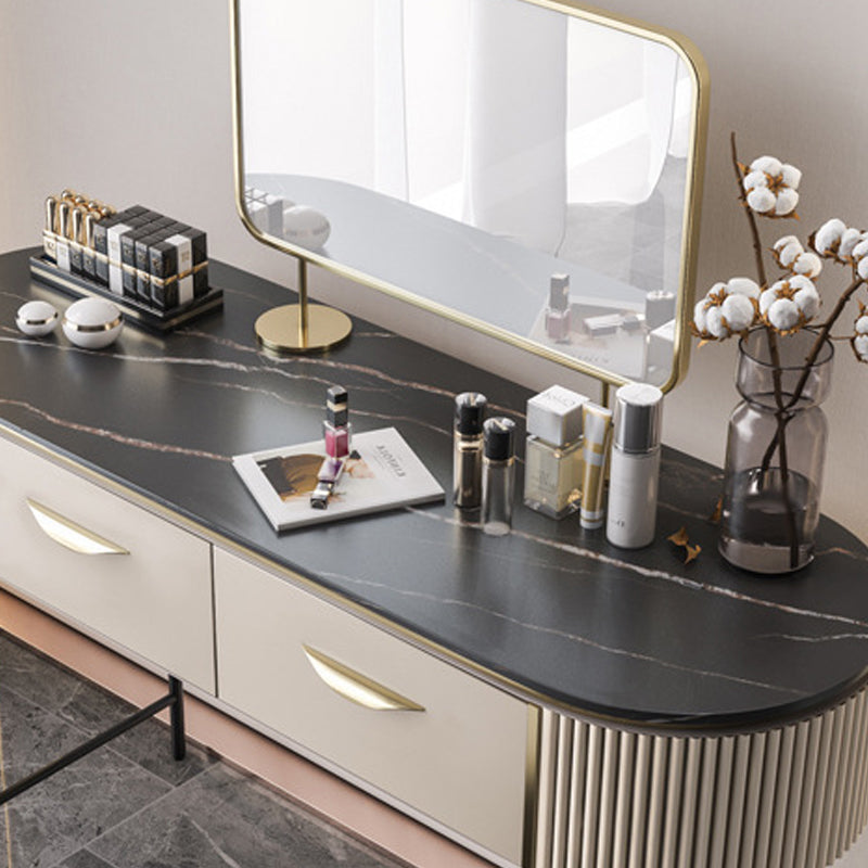 Modern 31.49 " H 2-Drawer Dressing Table Slate Top Vanity Stool