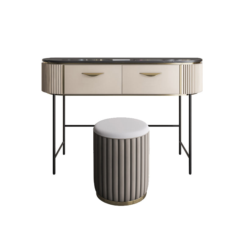 Modern 31.49 " H 2-Drawer Dressing Table Slate Top Vanity Stool