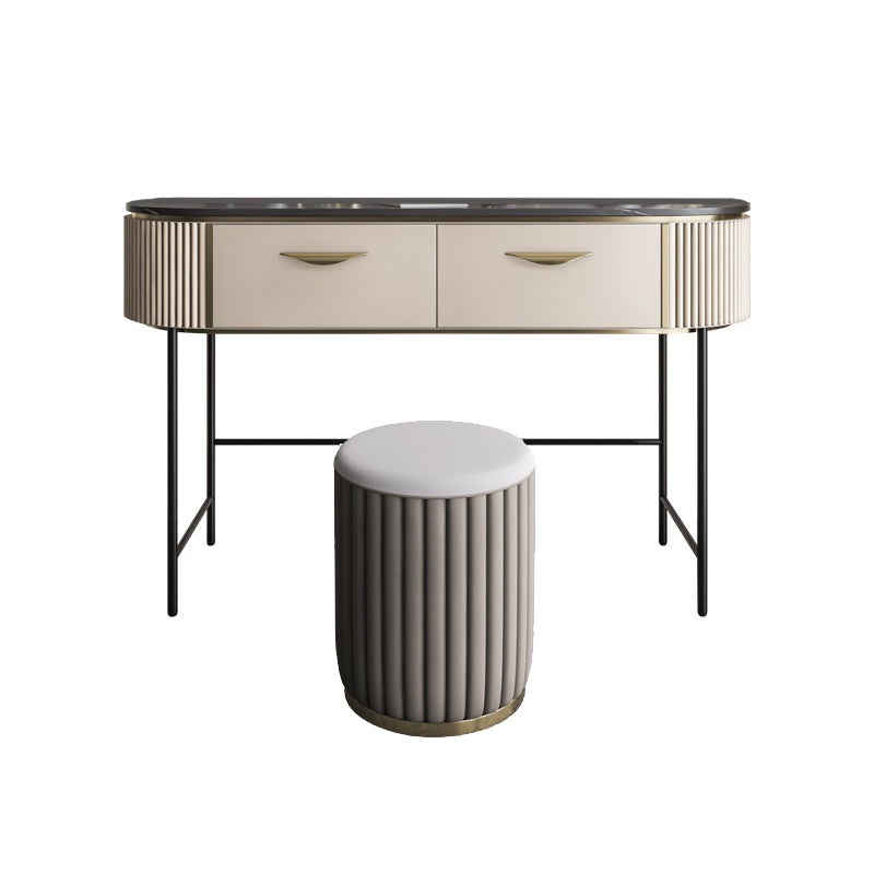 Modern 31.49 " H 2-Drawer Dressing Table Slate Top Vanity Stool