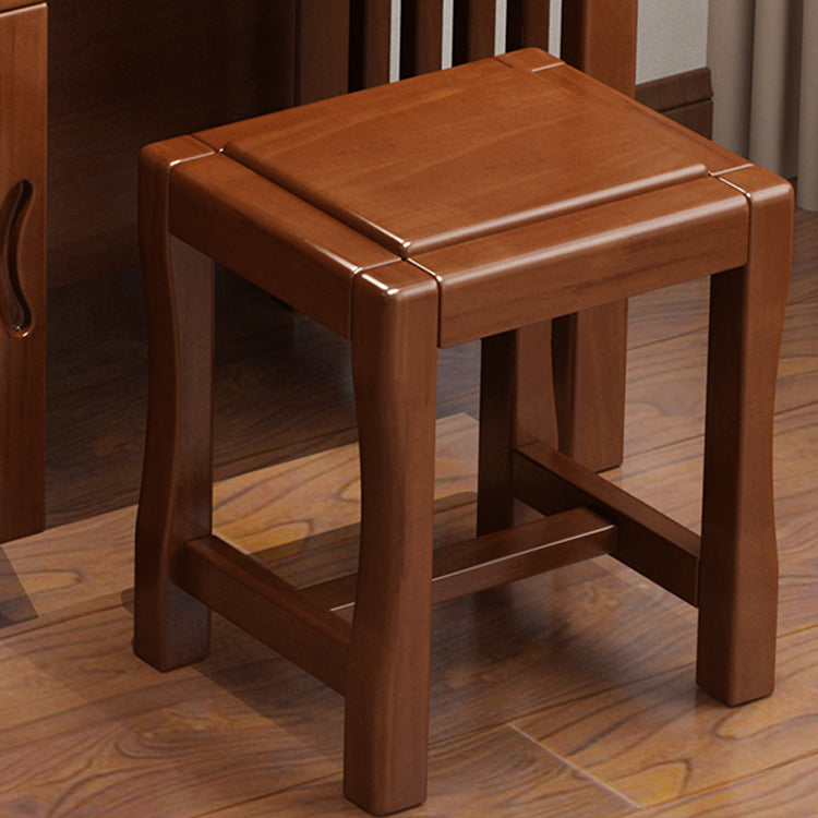 Traditional 2-Drawer Solid Wood Dressing Table with Mirror Makeup Vanity Stool