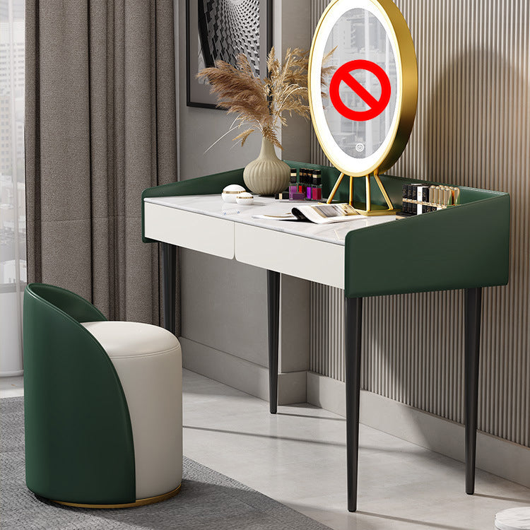 29.52 " Height 2-Drawer Makeup Table Modern Slate Top Vanity Stool