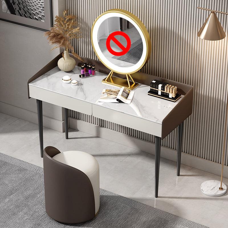 29.52 " Height 2-Drawer Makeup Table Modern Slate Top Vanity Stool