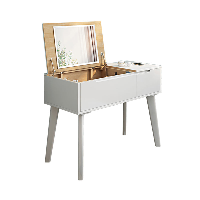 Scandinavian 29.52" Height Solid Wood Table Makeup Vanity with Mirror