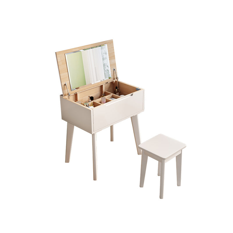 Scandinavian 29.52" Height Solid Wood Table Makeup Vanity with Mirror