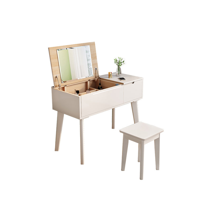 Scandinavian 29.52" Height Solid Wood Table Makeup Vanity with Mirror