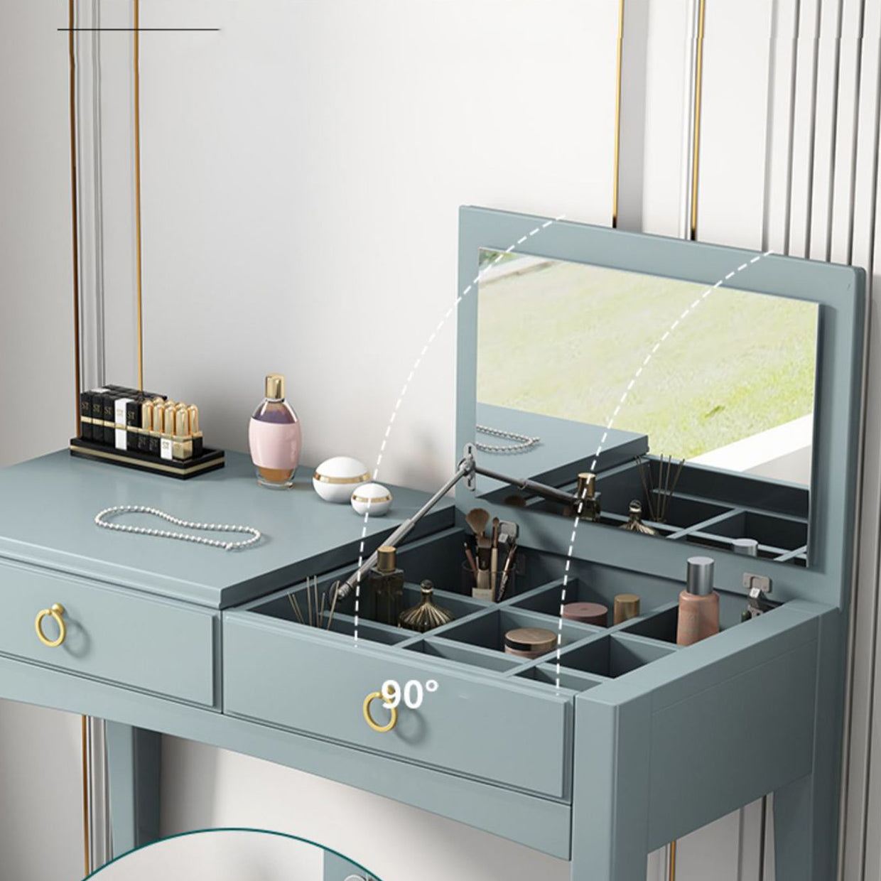 Flip Single Mirror Dressing Table39.37" One Drawer Vanity Table