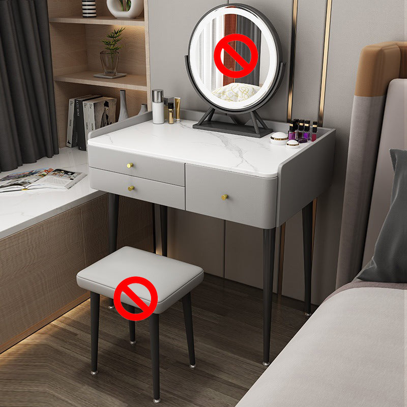 Glam 31.49 " Height Slate Table Top Makeup Vanity Stool with 3 Drawers