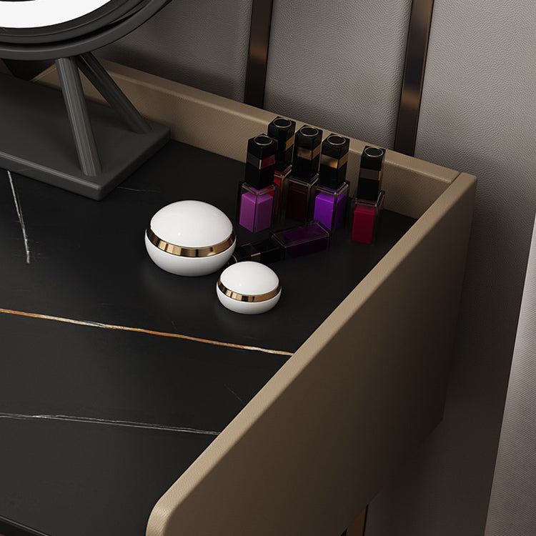 Glam 31.49 " Height Slate Table Top Makeup Vanity Stool with 3 Drawers