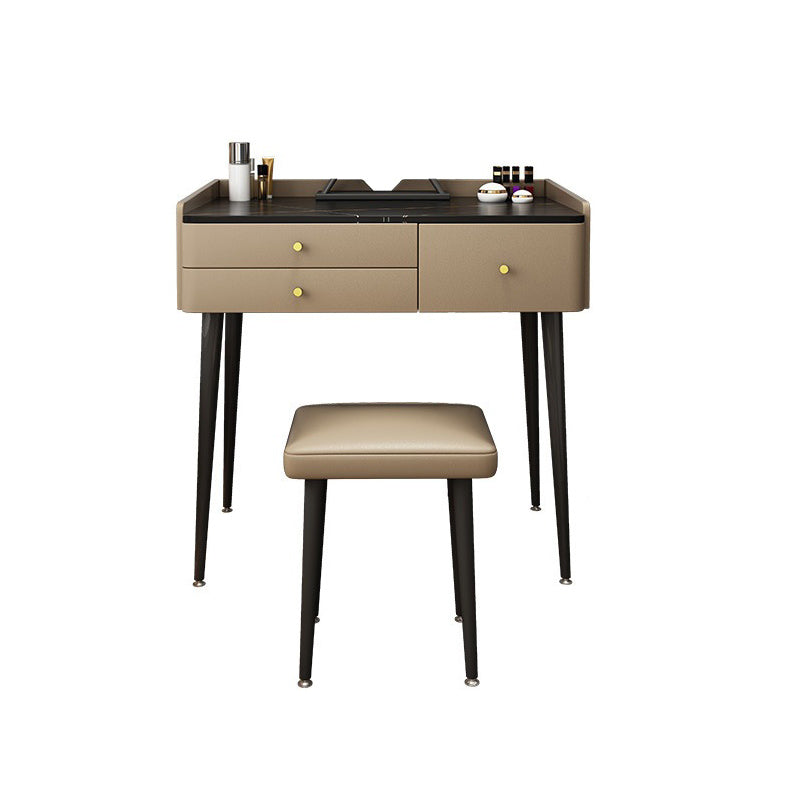 Glam 31.49 " Height Slate Table Top Makeup Vanity Stool with 3 Drawers