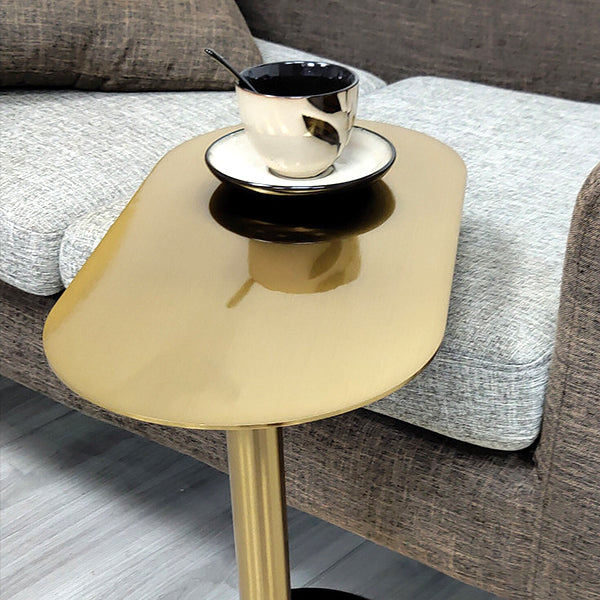 Gold Oval Accent Side Table Mid-Century Metal C Side End Table
