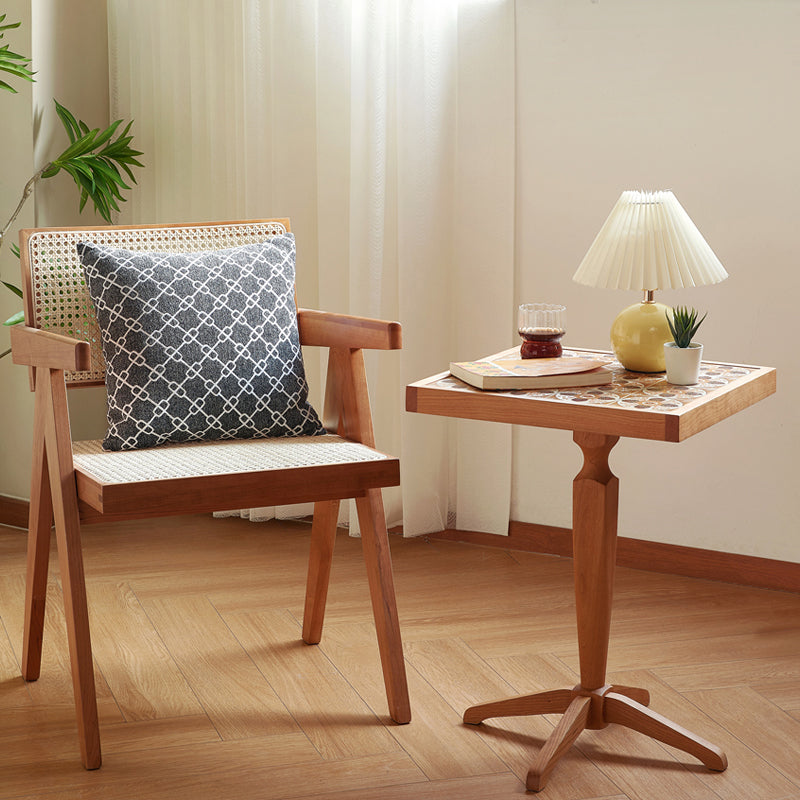 Modern Solid Wood End Table Pedestal Corner Table for Living Room