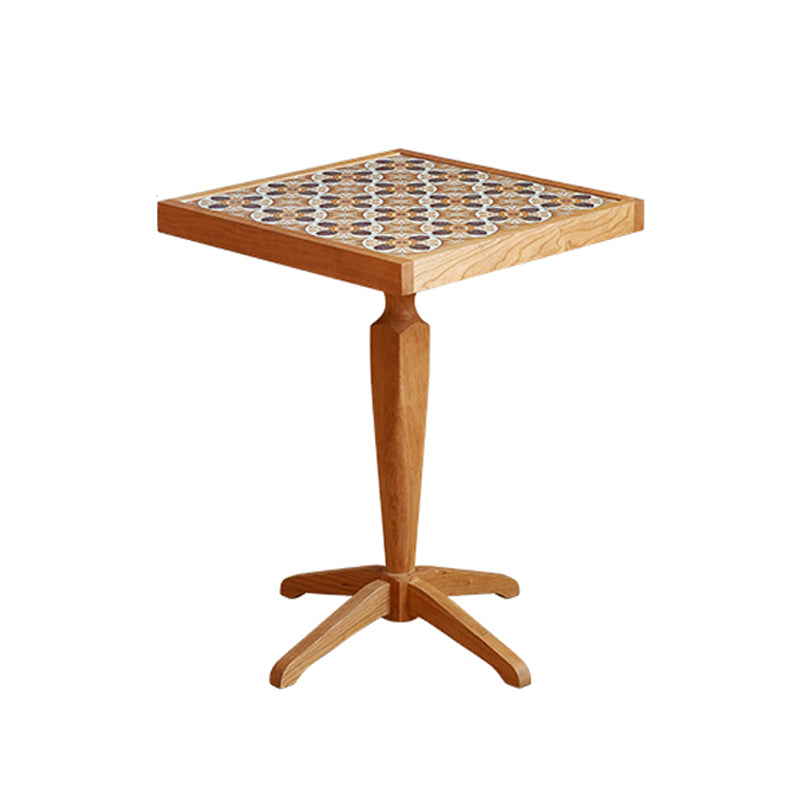 Modern Solid Wood End Table Pedestal Corner Table for Living Room