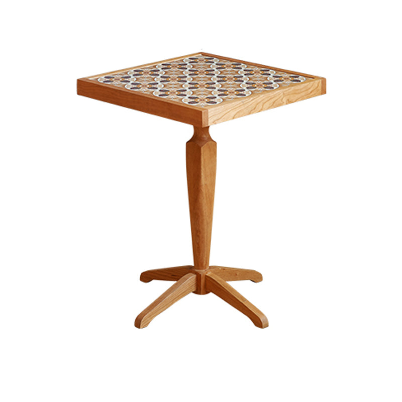 Modern Solid Wood End Table Pedestal Corner Table for Living Room