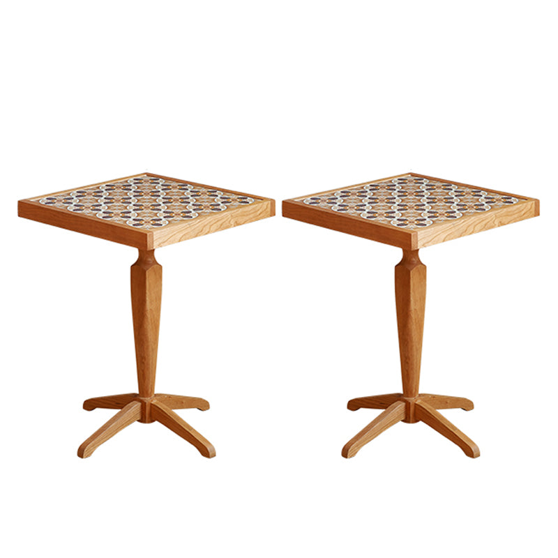 Modern Solid Wood End Table Pedestal Corner Table for Living Room