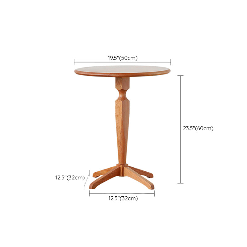 Modern Solid Wood End Table Pedestal Corner Table for Living Room