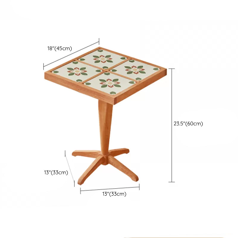 Modern Solid Wood End Table Pedestal Corner Table for Living Room