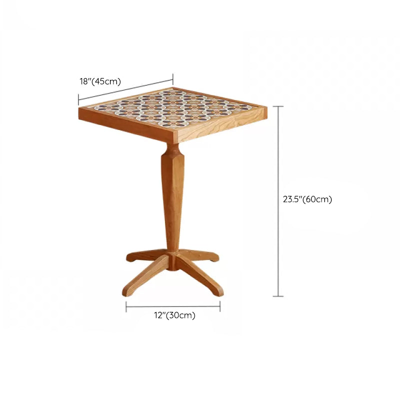 Modern Solid Wood End Table Pedestal Corner Table for Living Room