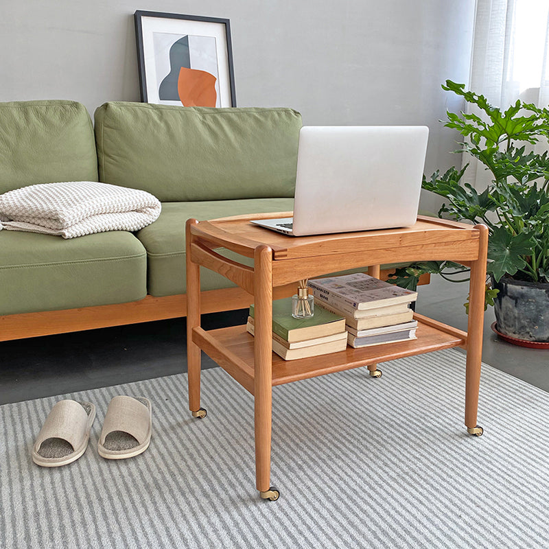 Modern Rectangular End Table Double Tier Corner Table with Storage