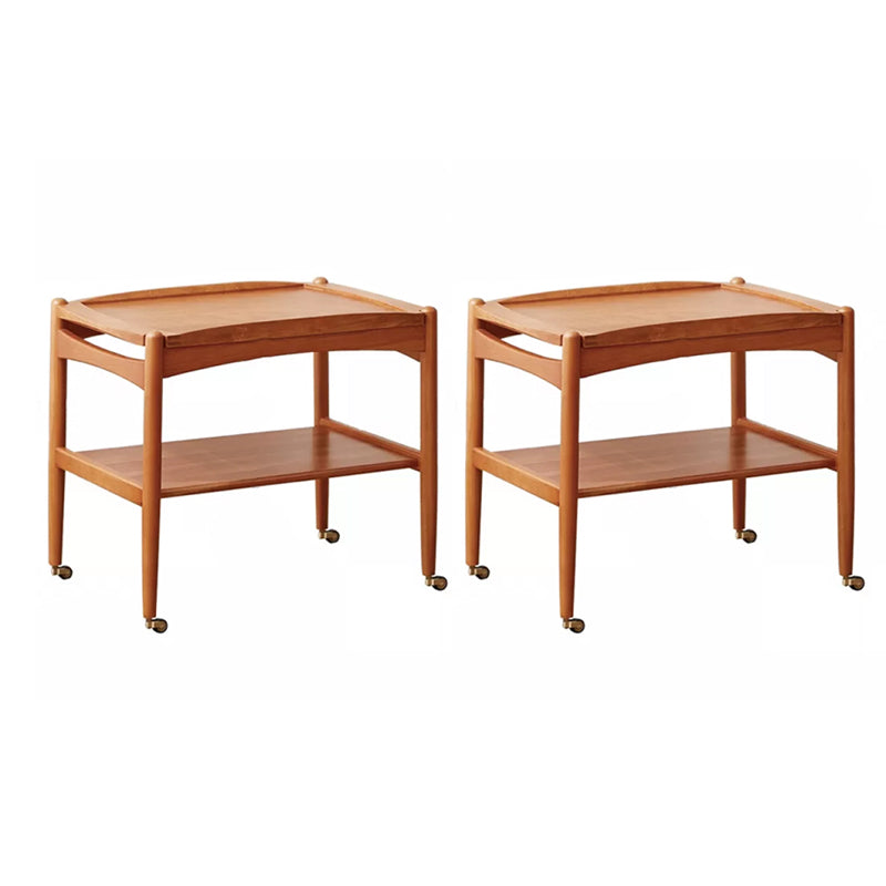 Modern Rectangular End Table Double Tier Corner Table with Storage