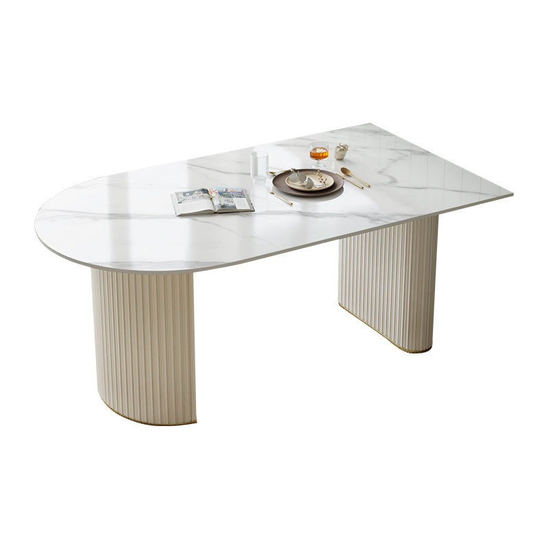 White Base Dining Table Modern Stone Dinette Table for Dining Room