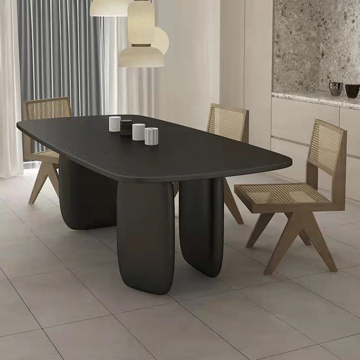 Modern Style Dining Wood Table Dining Rectangle Table with Wooden Legs