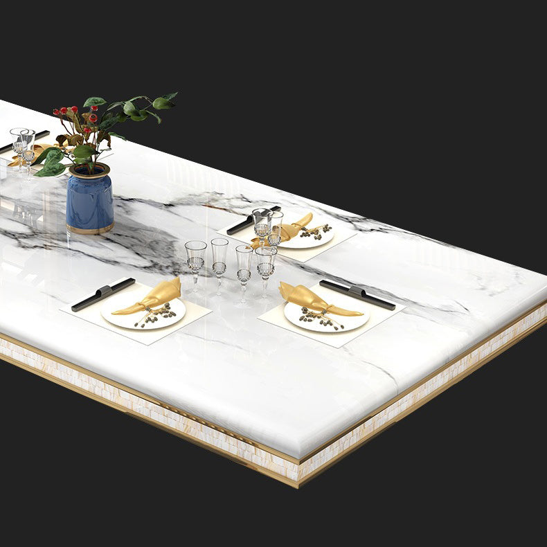 Glam Faux Marble Dining Table Dining Rectangle Table with Metal Legs for Home