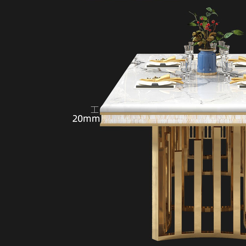 Glam Faux Marble Dining Table Dining Rectangle Table with Metal Legs for Home