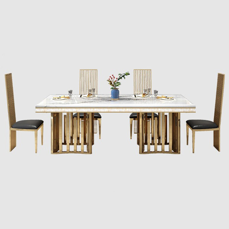 Glam Faux Marble Dining Table Dining Rectangle Table with Metal Legs for Home