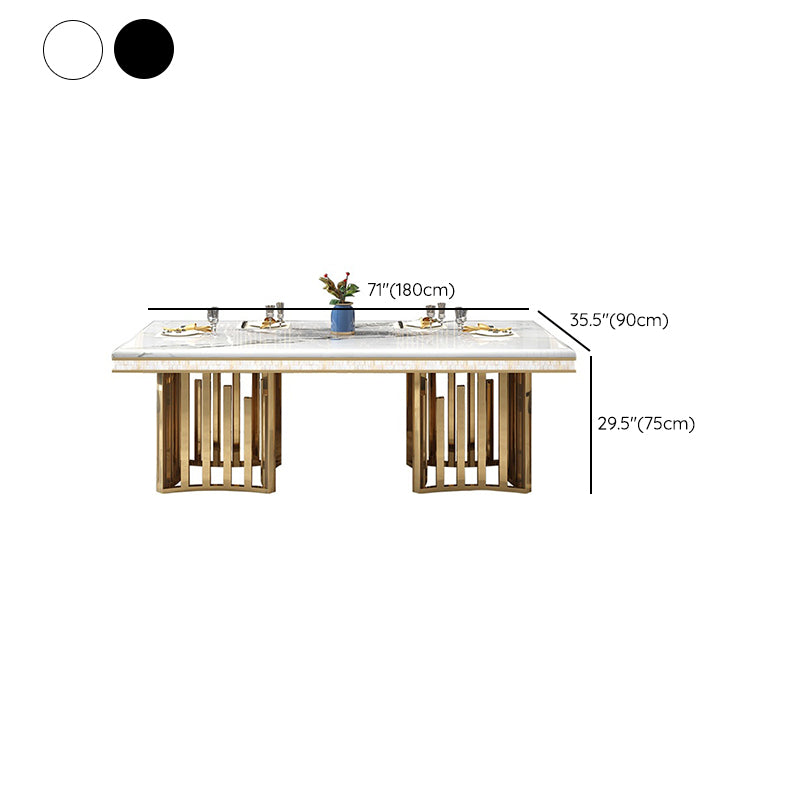 Glam Faux Marble Dining Table Dining Rectangle Table with Metal Legs for Home