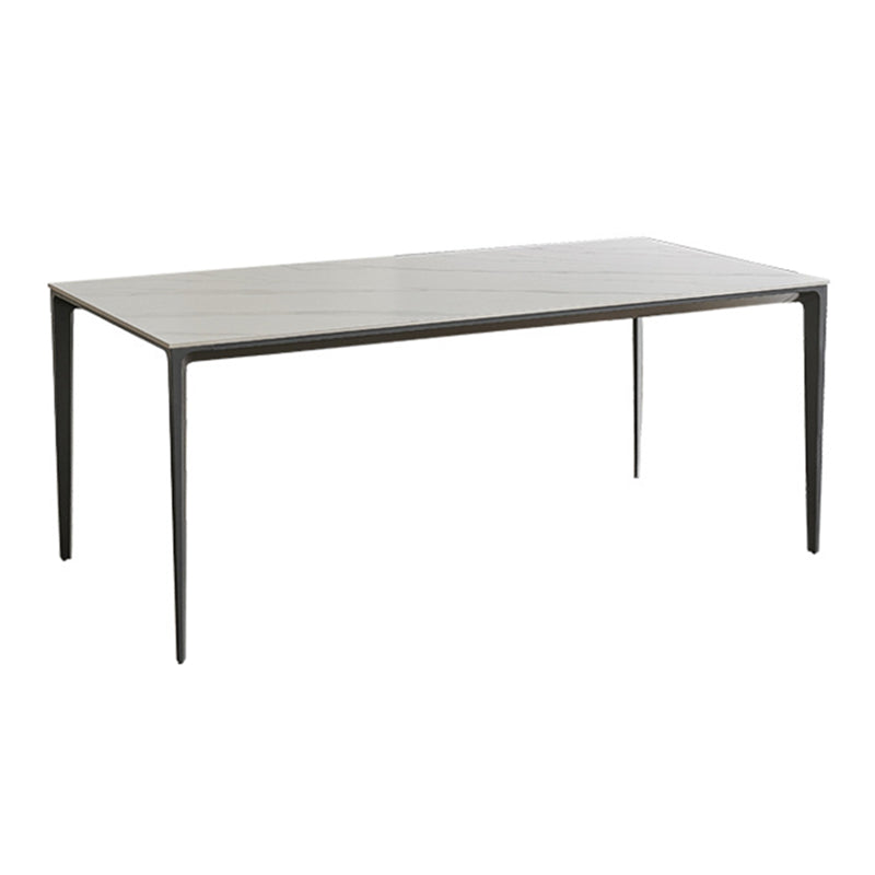 Industrial Style Rectangle Dining Table Sintered Stone Table with Metal Legs for Kitchen