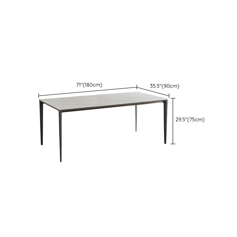 Industrial Style Rectangle Dining Table Sintered Stone Table with Metal Legs for Kitchen