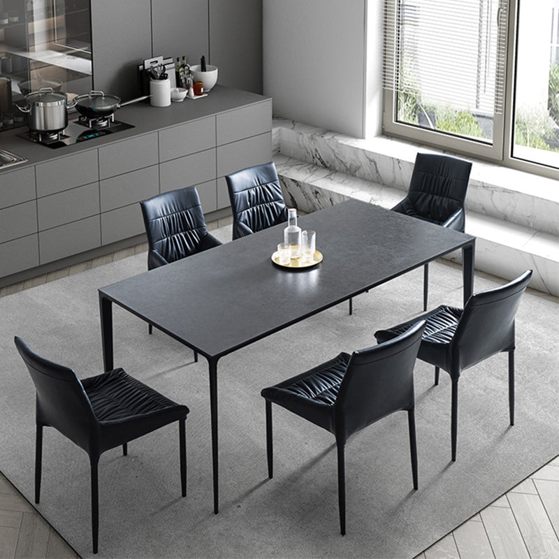 Mid-Century Dining Room Table Rectangle Stone Dinette Table for Home