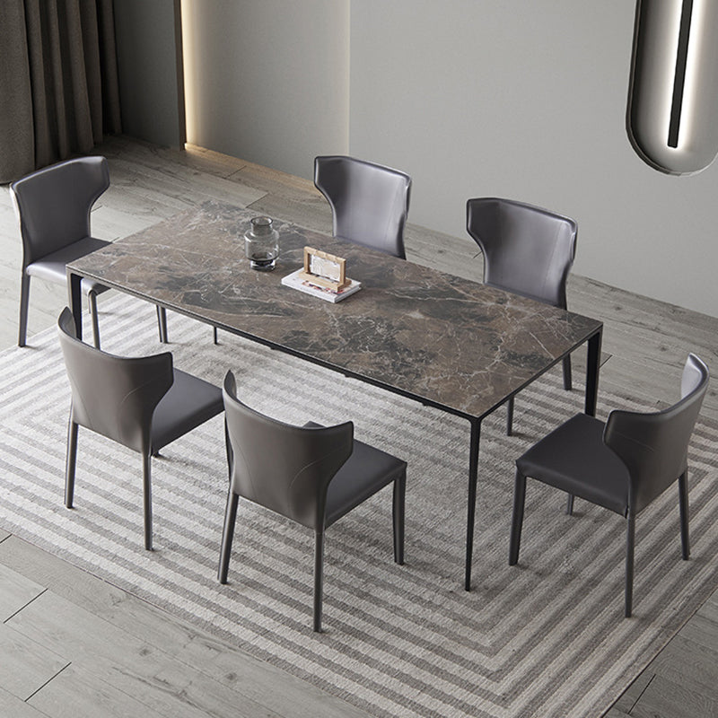 Mid-Century Dining Room Table Rectangle Stone Dinette Table for Home