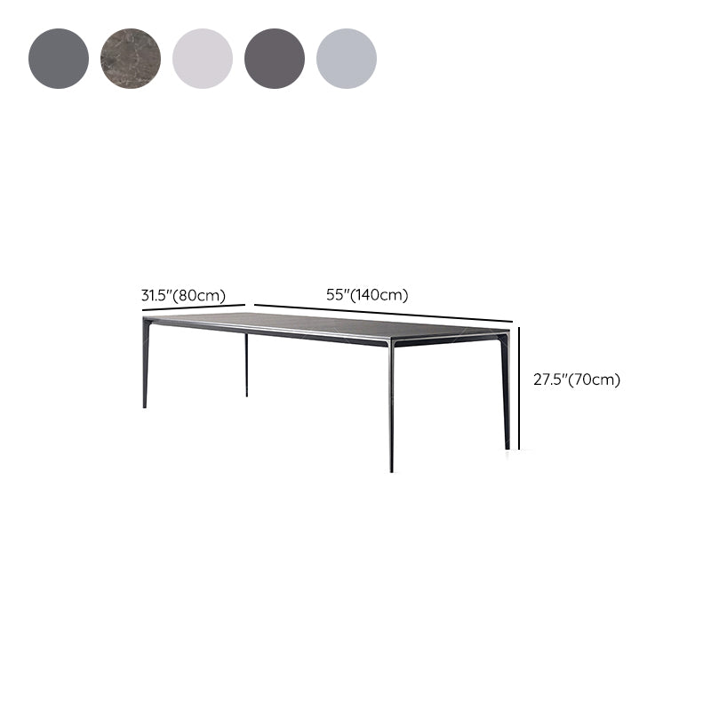 Mid-Century Dining Room Table Rectangle Stone Dinette Table for Home