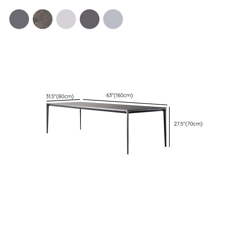 Mid-Century Dining Room Table Rectangle Stone Dinette Table for Home