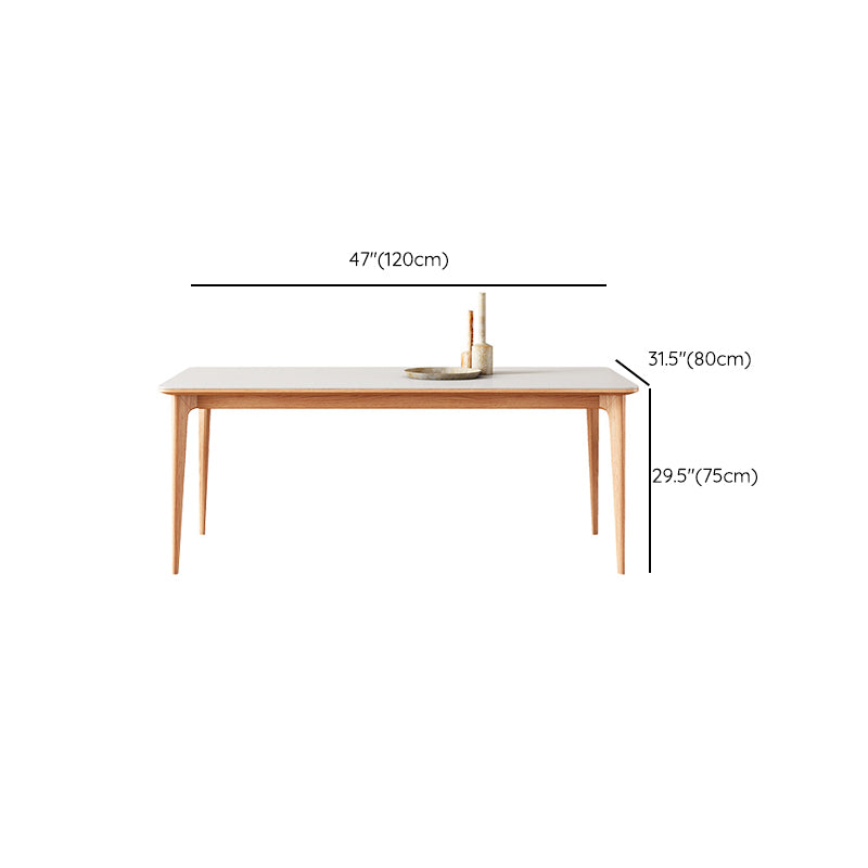 Mid-Century Dining Room Table Rectangle Stone Dinette Table in White