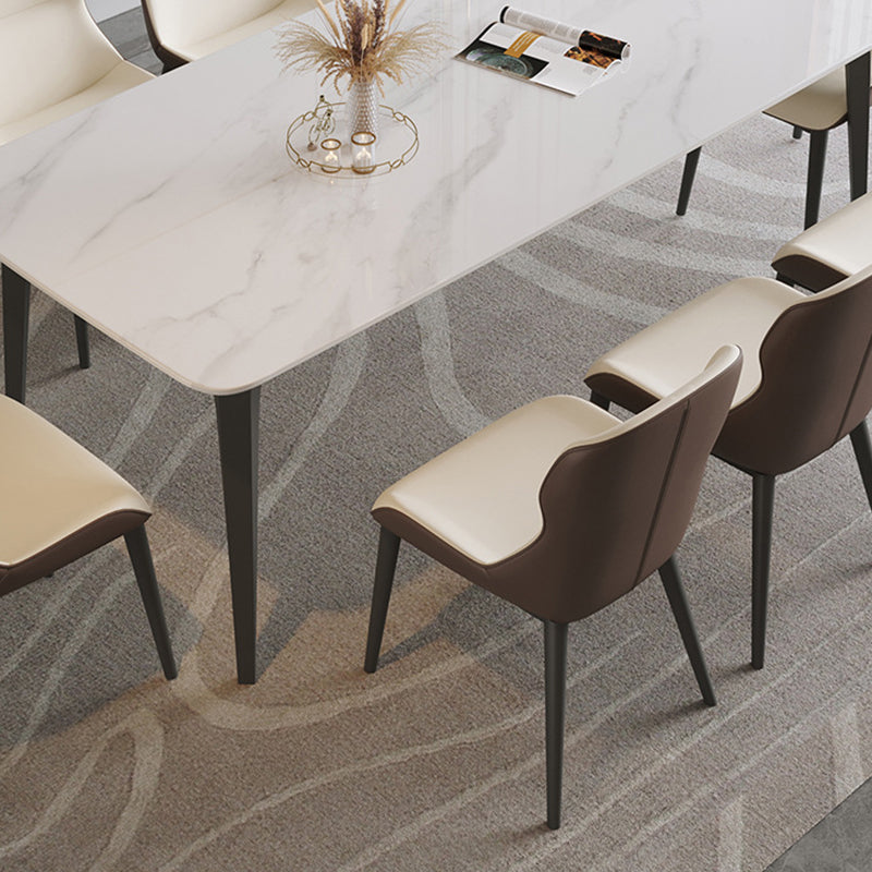 Mid-Century Dining Room Table Rectangle Stone Dinette Table for Kitchen