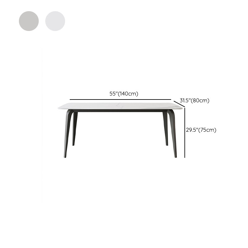 Mid-Century Dining Room Table Rectangle Stone Dinette Table for Kitchen